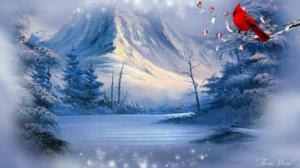 ~*~ Winter Cardinal Landscape ~*~ wallpaper thumb