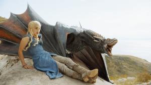 Emilia Clarke With Dragon in Game of Thrones Season 4 wallpaper thumb