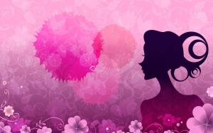 Vector women pink flowers wallpaper thumb