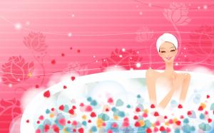 Pink Bath Hearts Flowers HD wallpaper thumb
