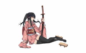 Anime Girls, Gintama, Yagyuu Kyuubei, Sword, Katana, Kimono wallpaper thumb