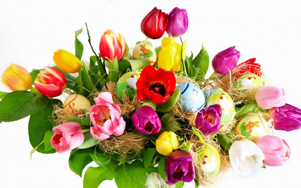 Holidays Easter tulip flowers and eggs wallpaper,Holidays HD wallpaper,Easter HD wallpaper,Tulip HD wallpaper,Flowers HD wallpaper,Egg HD wallpaper,2560x1600 wallpaper