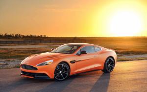 2015, Aston Martin Vanquish, Orange Car, Sunset, Nature wallpaper thumb