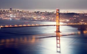 Golden gate bridge, San Francisco, Night bridge lights wallpaper thumb