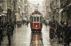 Istanbul trolley under the snow wallpaper thumb