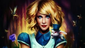 Alice in Wonderland Drawing Rabbit Bunny Blonde Face HD wallpaper thumb