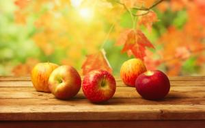 Autumn harvest, red apples on table, delicious fruit wallpaper thumb