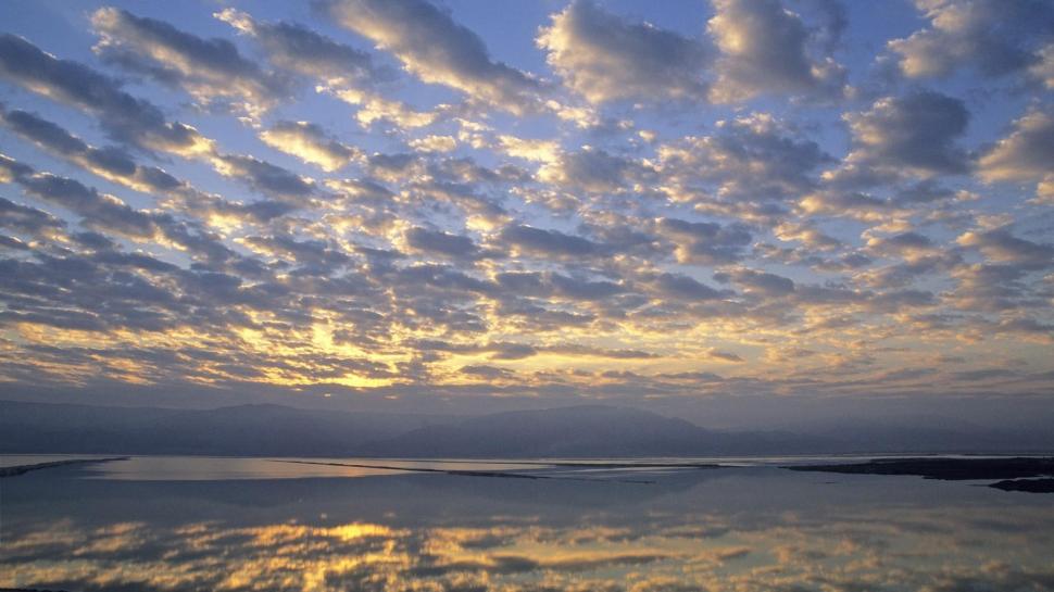 Clouds Over The Dead Sea In Israel wallpaper,reflection HD wallpaper,sunrise HD wallpaper,clouds HD wallpaper,nature & landscapes HD wallpaper,1920x1080 wallpaper
