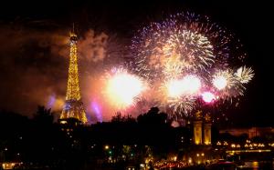 Eiffel Tower Tower Paris Night Fireworks HD wallpaper thumb