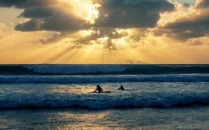 Sunlight Clouds Ocean Wave Surf Surfing HD wallpaper thumb