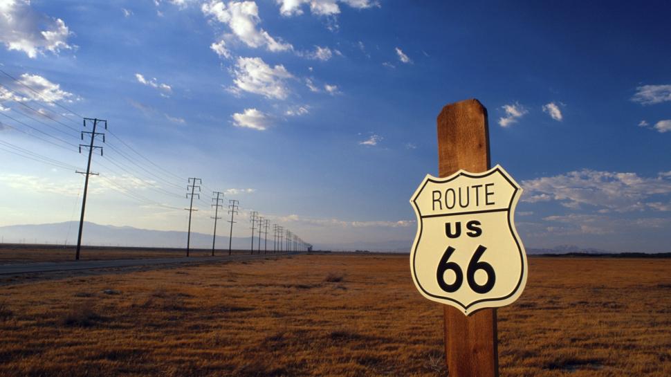 Route 66 Road Sign HD wallpaper,nature HD wallpaper,road HD wallpaper,sign HD wallpaper,66 HD wallpaper,route HD wallpaper,1920x1080 wallpaper