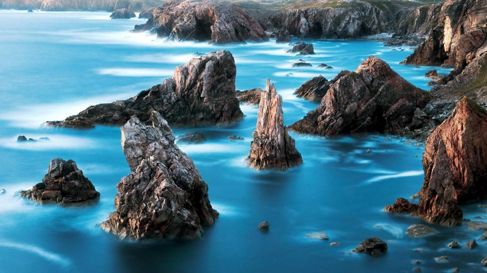 Amazing Blue Scotl Sea Coast Hdr wallpaper,blue HD wallpaper,rocks HD wallpaper,coast HD wallpaper,nature & landscapes HD wallpaper,1920x1080 wallpaper