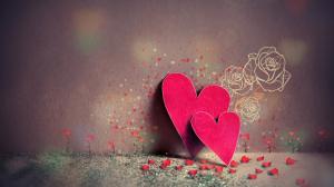 heart, couple, red, flowers, petal, love wallpaper thumb