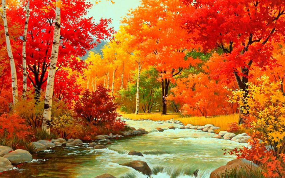Autumn trees along side the river wallpaper wallpaper, River Water HD wallpaper,autumn HD wallpaper,fall HD wallpaper,nature HD wallpaper,2560x1440 HD wallpaper,pichost.me HD wallpaper,2880x1800 wallpaper