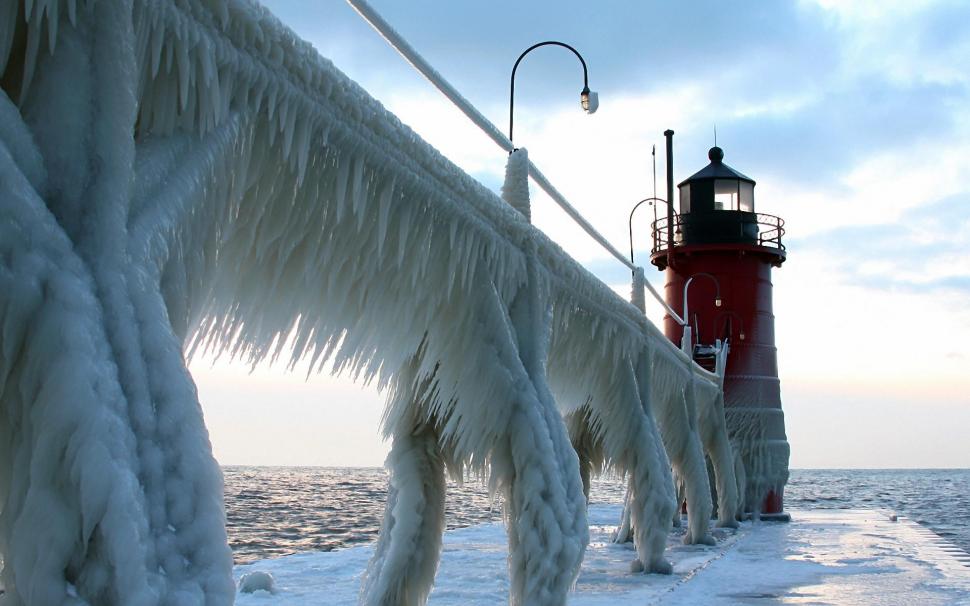 Icy Road Lighthouse wallpaper,winter HD wallpaper,nature HD wallpaper,road HD wallpaper,lighthouse HD wallpaper,1920x1200 wallpaper