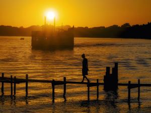 Boat Ocean Person Sunset Sunlight Silhouette HD wallpaper thumb