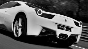 Ferrari 458 Italia Motion Blur BW HD wallpaper thumb