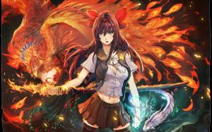 Anime girl Phoenix Flame wallpaper thumb