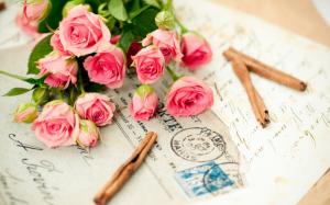 Pink roses and a letter wallpaper thumb