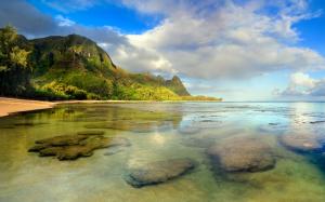 Beach seascape, coral reef underwater, Kauai wallpaper thumb