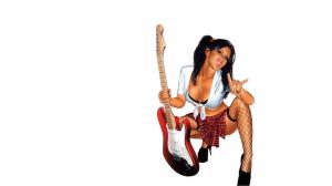 White Guitar Punk Woman Girl HD wallpaper thumb