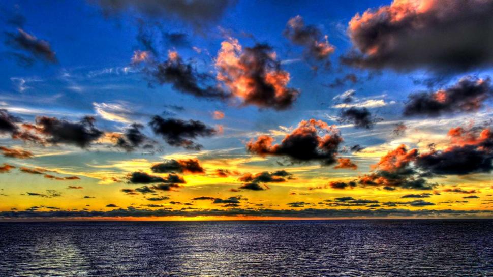 Beautiful Ocean Sky Hdr wallpaper,sunset HD wallpaper,ocean HD wallpaper,clouds HD wallpaper,nature & landscapes HD wallpaper,1920x1080 wallpaper