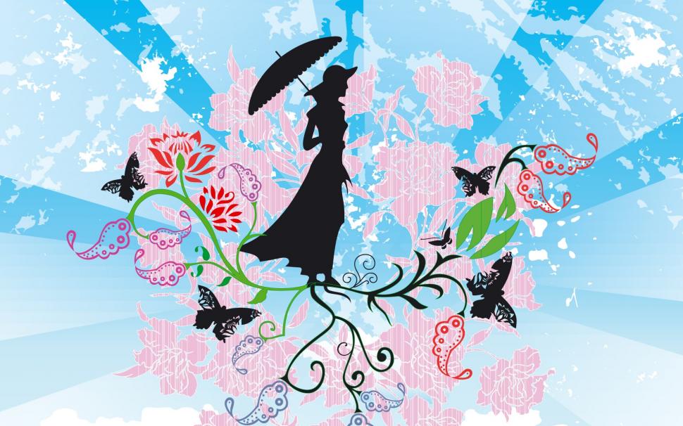 Vector umbrella girl wallpaper,Vector HD wallpaper,Umbrella HD wallpaper,Girl HD wallpaper,1920x1200 wallpaper