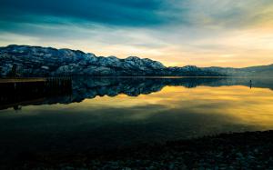 Reflection Sunset Landscape Mountains HD wallpaper thumb