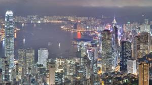 Hong Kong Buildings Skyscrapers Night HD wallpaper thumb