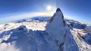 Matterhorn Sunlight Fisheye Mountains Landscape Snow HD wallpaper thumb