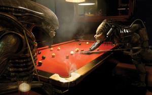 Alien and Predator Playing Billiards wallpaper thumb