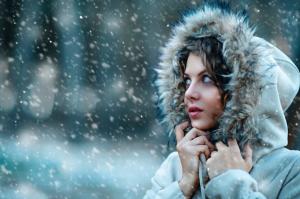 Snow, Cold, Women, Hat, Look Away, Bokeh wallpaper thumb