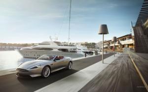 Aston Martin DB9 Yacht Motion Blur Boat HD wallpaper thumb