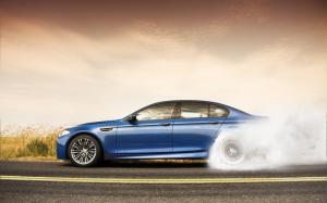 BMW M5 F10 Blue Car Burnout wallpaper thumb