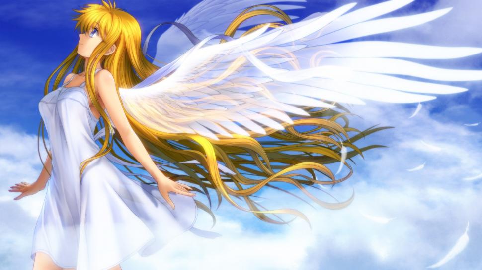 Beautiful anime girl angel wings white feathers wallpaper,Beautiful HD wallpaper,Anime HD wallpaper,Girl HD wallpaper,Angel HD wallpaper,Wings HD wallpaper,White HD wallpaper,Feathers HD wallpaper,1920x1080 wallpaper