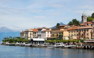 Italy, Lake Como, Lombardy, buildings, pier, mountains wallpaper thumb