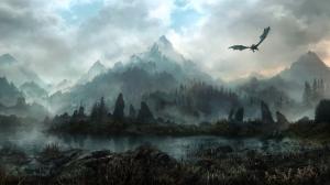 Skyrim Elder Scrolls Dragon Mountains Landscape HD wallpaper thumb
