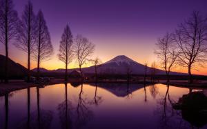 Japan, Honshu, volcano, Fuji mountain, morning, water, reflection wallpaper thumb