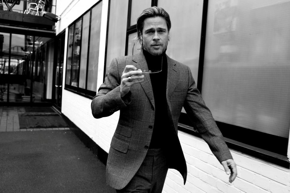 Brad Pitt, Actor, Monochrome wallpaper,brad pitt HD wallpaper,actor HD wallpaper,monochrome HD wallpaper,2880x1920 wallpaper
