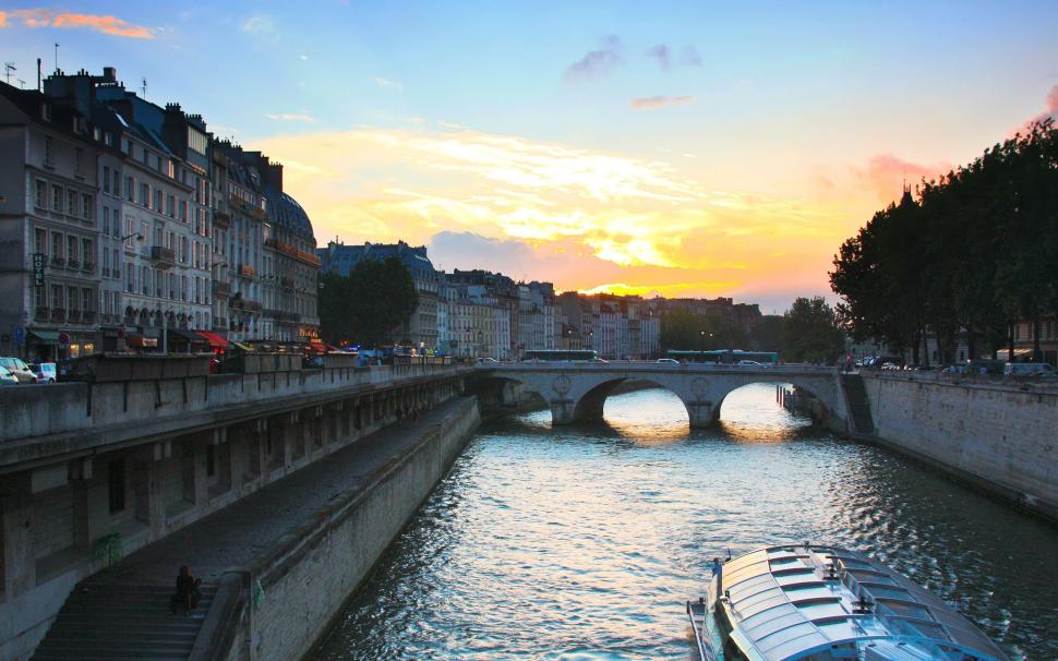 Seine river paris at sunset wallpaper,River HD wallpaper,Paris HD wallpaper,Sunset HD wallpaper,2560x1600 wallpaper