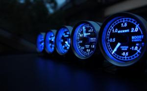 Speedometer, speed, miles, blue lights wallpaper thumb