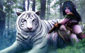 Wizard girl with the white tiger wallpaper thumb