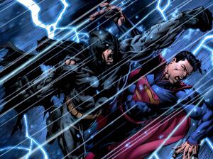 Superman Batman Rain Fight Punch HD wallpaper thumb
