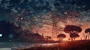 Landscape, Digital Art, Sunset wallpaper thumb