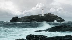 Lighthouse Island Rocks Stones Ocean HD wallpaper thumb