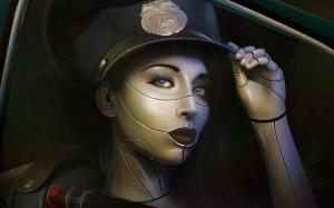 Cyborg police woman wallpaper thumb