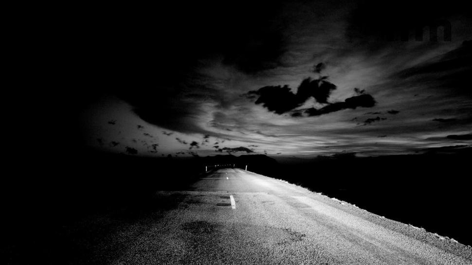 Nice Monochrome Photo Of A Lone Road wallpaper,black and white HD wallpaper,photo HD wallpaper,clouds HD wallpaper,road HD wallpaper,3d & abstract HD wallpaper,1920x1080 wallpaper
