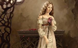 Blonde girl holding a magic wand wallpaper thumb