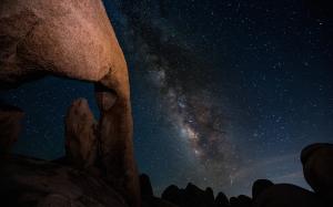 Rock Stone Night Galaxy Milky Way Stars HD wallpaper thumb