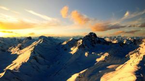 Clouds, snow, mountains, Alps, summer, sunset wallpaper thumb
